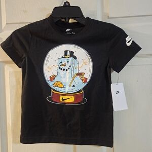 Nike Kids Black Tee with Snowman Graphic